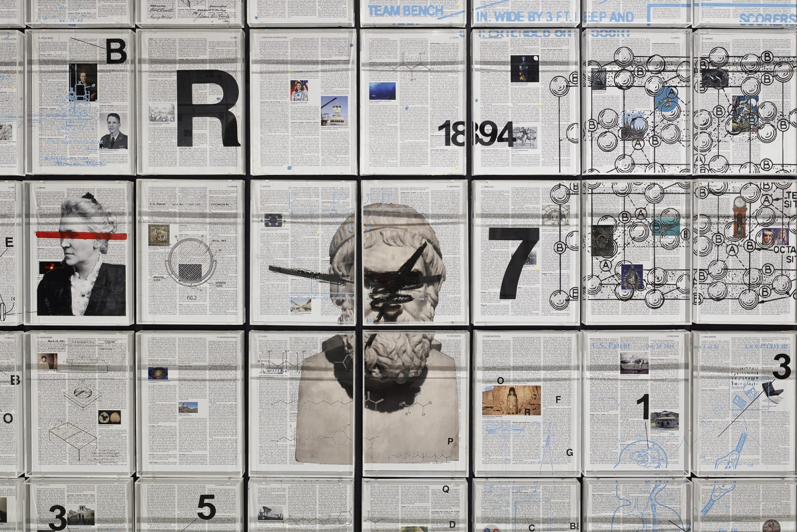 Encyclopedia of Invisibility (2018) is Strachan’s take on the Britannica encyclopedia. With more than 2,000 pages and an amalgamation of over 17,000 entries, this artwork relays information about people, places, events, and stories that the artist feels h